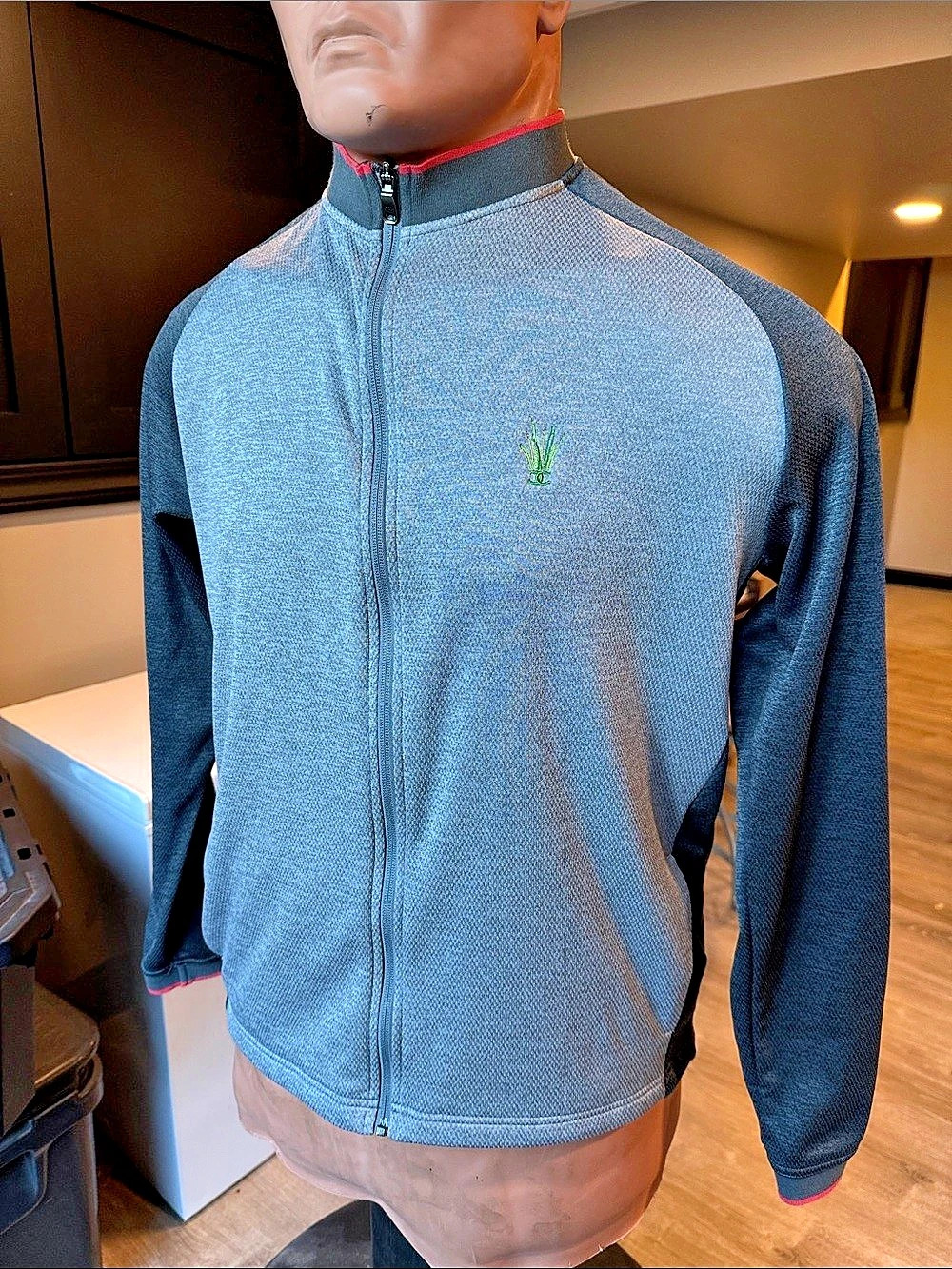 adidas Men's Full-Zip Performance Jacket in Blue & Gray